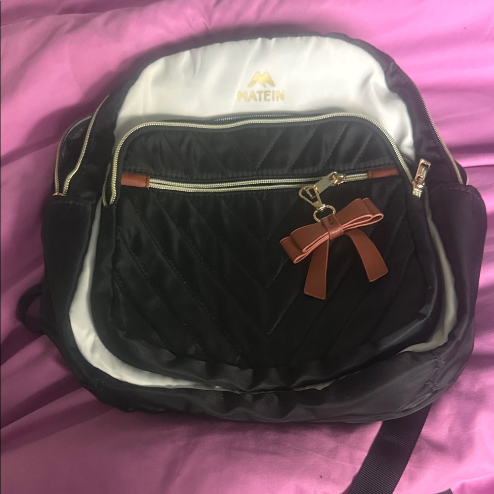 Matein Black and White Women's Backpack